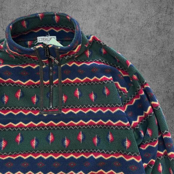 90s Cherokee Abstract Quarter Zip Fleece - Picture 2 of 5